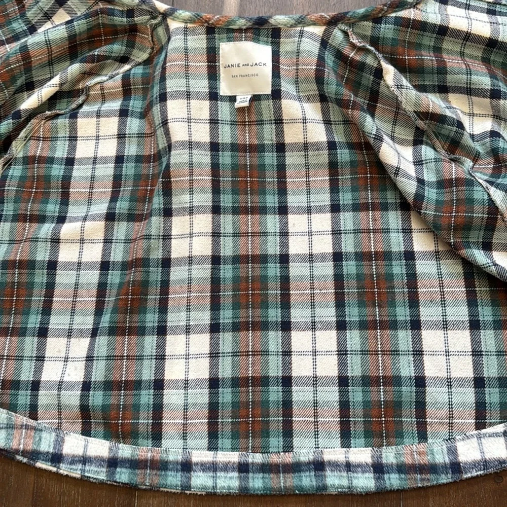 Size 7 to 8 Janie and Jack Plaid Ruffle Cape Poncho